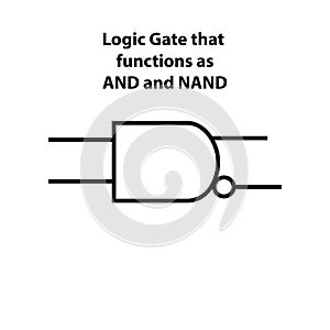 Logic Gate NAND and AND gate. electronic symbol of open switch Illustration of basic circuit symbols.