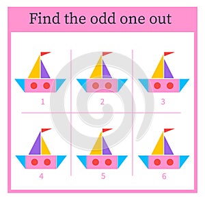 Logic puzzle for children. Find the odd one out.