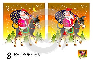 Logic puzzle game for children and adults. Find 8 differences. Printable page for kids textbook.