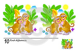 Logic puzzle game for children and adults. Need to find 10 differences. Printable page for kids brainteaser book.