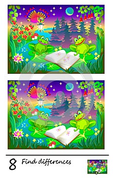 Logic puzzle game for children and adults. Need to find 8 differences. Printable page for baby book.