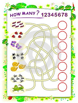 Logic puzzle game for children with labyrinth. Printable worksheet for math textbook. Educational page for kids book.