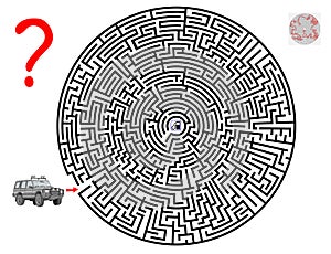 Logic puzzle game with labyrinth for children and adults. Help the car find the way till the petrol station. Printable worksheet