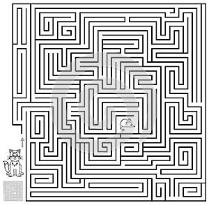 Logic puzzle game with labyrinth. Need to draw the way from the cat till the mouse.