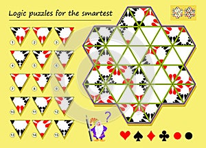 Logic puzzle game for smartest. Need to find the correct places for remaining triangles and draw them.