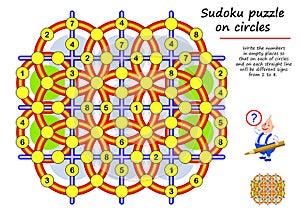 Logic Sudoku puzzle game for smartest. Write the numbers in empty places from 1 to 8.