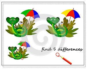 a logical game for children, find the differences. cute cartoon llama. vector isolated on a white background.