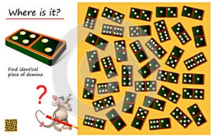 Logical puzzle game for children and adults. Need to find place where is the same piece of domino.