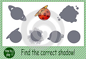 logical tasks. find the right shadow from the planet.
