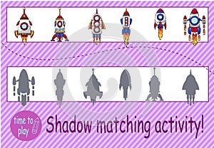 logical tasks. find the right shadow from the robot.