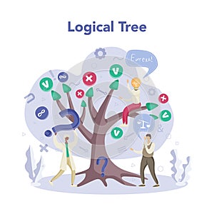 Logical tree. Scientist systematicly study of the forms of inference.