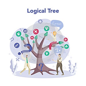 Logical tree. Scientist systematicly study of the forms of inference.