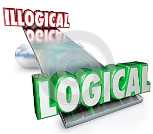 Logical Vs Illogical Words See Saw Balance Scale photo