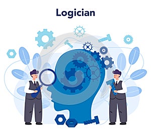 Logician concept. Scientist systematicly study of the forms