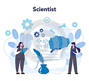 Logician concept. Scientist systematicly study of the forms