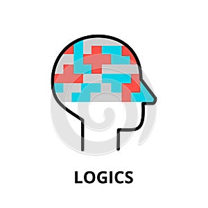 Logics icon, flat thin line vector illustration