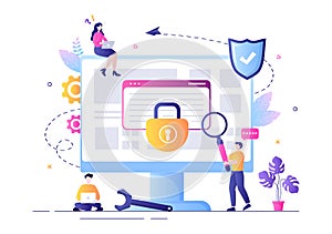 Login Access Denied Vector Illustration. System Refuses Password, Error and Entry to Computer Device