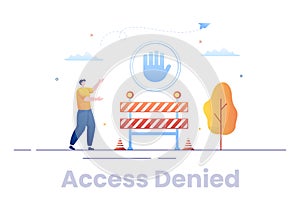 Login Access Denied Vector Illustration. System Refuses Password, Error and Entry to Computer Device