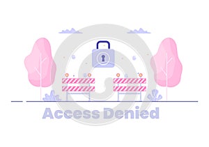 Login Access Denied Vector Illustration. System Refuses Password, Error and Entry to Computer Device