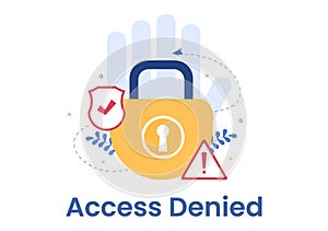 Login Access Denied Vector Illustration. System Refuses Password, Error and Entry to Computer Device