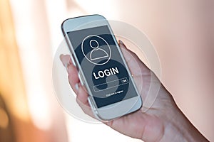 Login concept on a smartphone