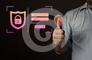 Login with fingerprint scanning technology. Secure encryption and access to private information to access data