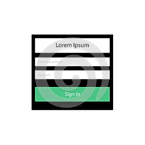 Login form menu with simple line icons. Website element for your web design. Eps10 vector illustration.