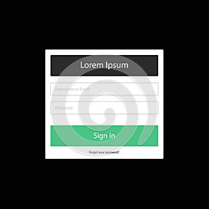 Login form menu with simple line icons. Website element for your web design. Eps10 vector illustration.