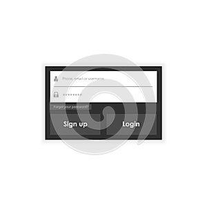 Login form menu with simple line icons. Website element for your web design. Eps10 vector illustration.