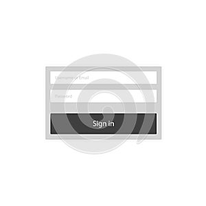 Login form menu with simple line icons. Website element for your web design. Eps10 vector illustration.