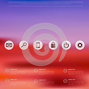 Login form page. with blurred background. Web site template, ui element.