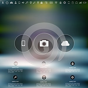 Login form page. with blurred background. Web site template, ui element.