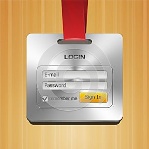 Login Form Page with Brushed Metal Badge