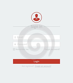 Login form page, website vector template for registration and login form