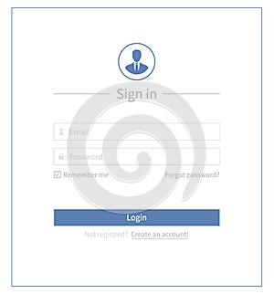 Login form template, create account elements and web forms