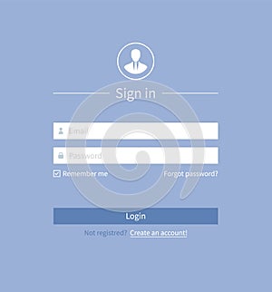 Login form ui design template, registration form for website