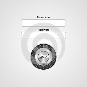 Login form ui element on computer style.