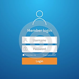 Login form. Website ui account screen page register user interface profile entry submit network vector login template photo