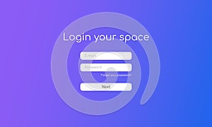 The login form for the website. The user interface template. Vector illustration.