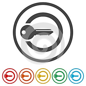 Login icon, Secure access button, 6 Colors Included