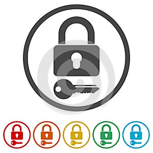 Login icon, Secure access button, 6 Colors Included