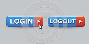 Login Logout button set