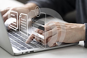 Login and password of cyber security and networking concept. User typing password secure access to personal information.
