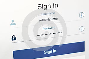 Login and password fields on screen