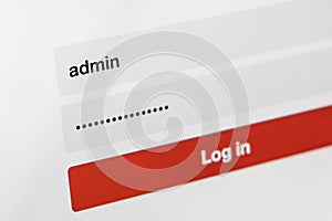 Login and password fields on screen