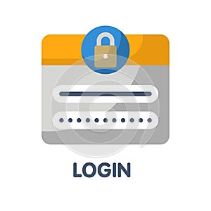 Login password  flat style icon design  illustration on white background