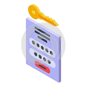 Login password icon isometric vector. Web computer