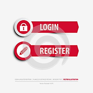 Login and register buttons