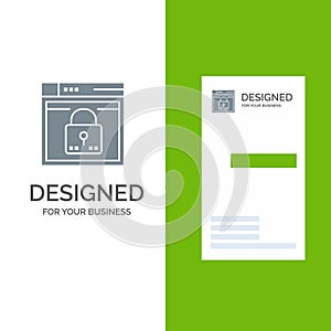 Login, Secure, Web, Layout, Password, Lock Grey Logo Design and Business Card Template