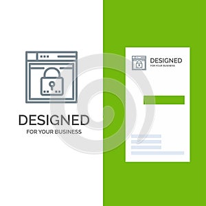 Login, Secure, Web, Layout, Password, Lock Grey Logo Design and Business Card Template